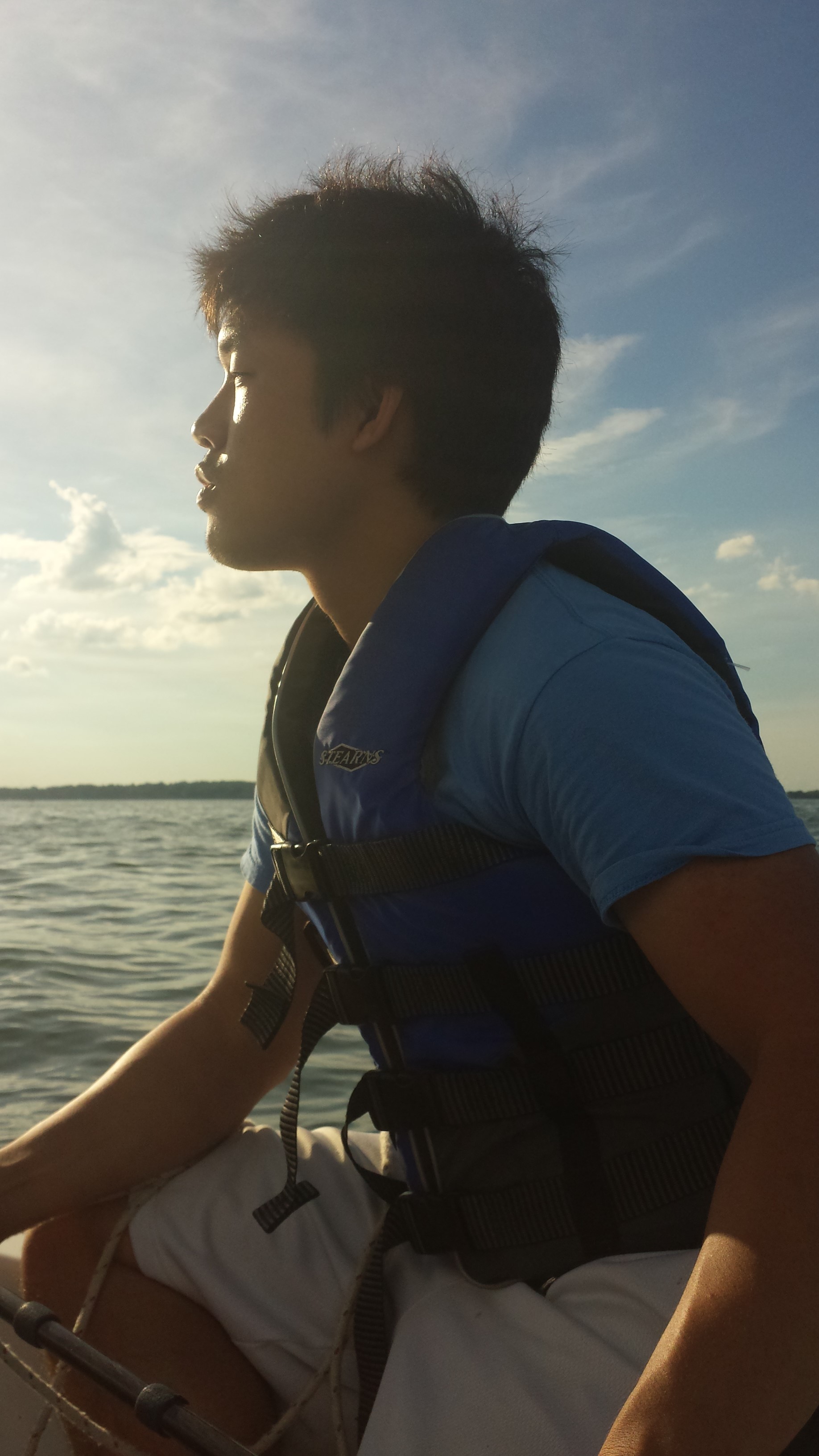 Mark's on a boat